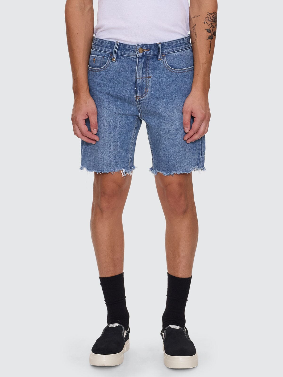 Bones Raw Slim Denim Short - Stoned Blues