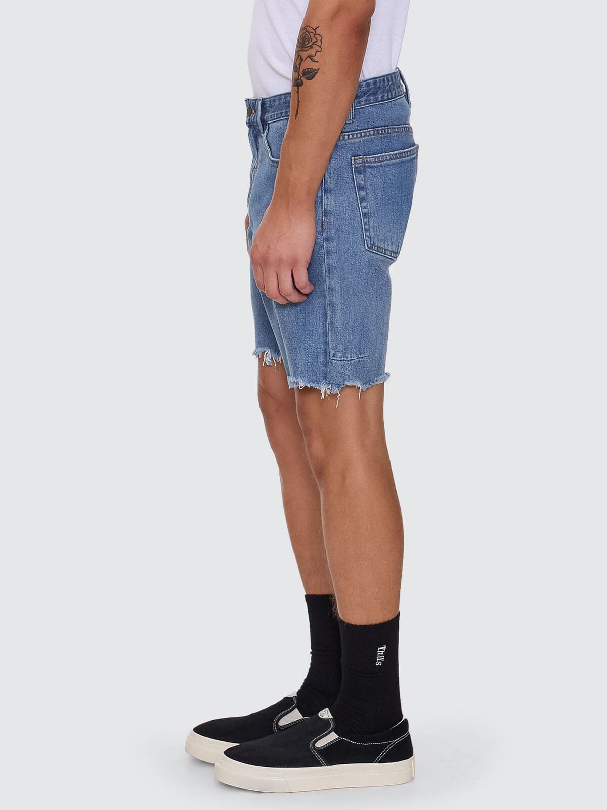 Bones Raw Slim Denim Short - Stoned Blues