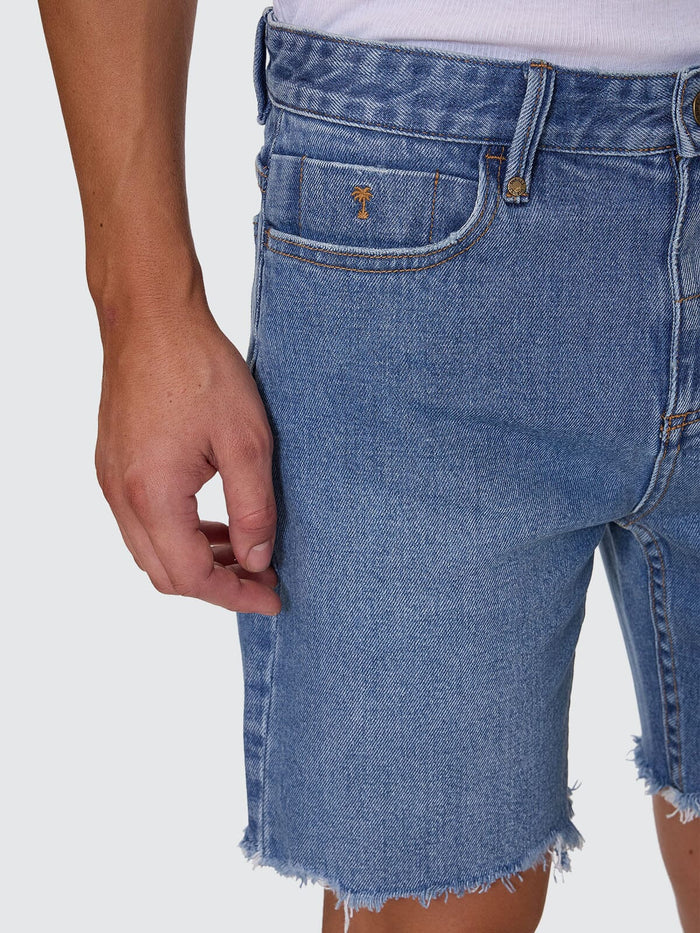 Bones Raw Slim Denim Short - Stoned Blues