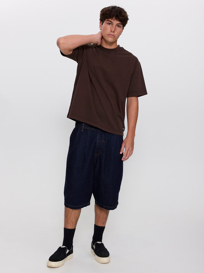 Thrills Military Oversize Box Crop Tee - Postal Brown XS