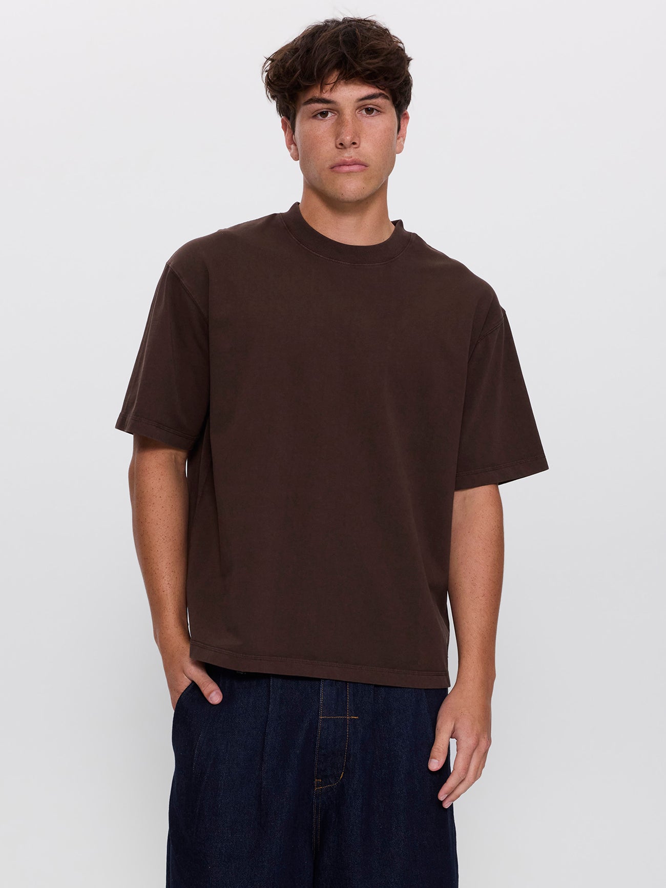 Thrills Military Oversize Box Crop Tee - Postal Brown XS