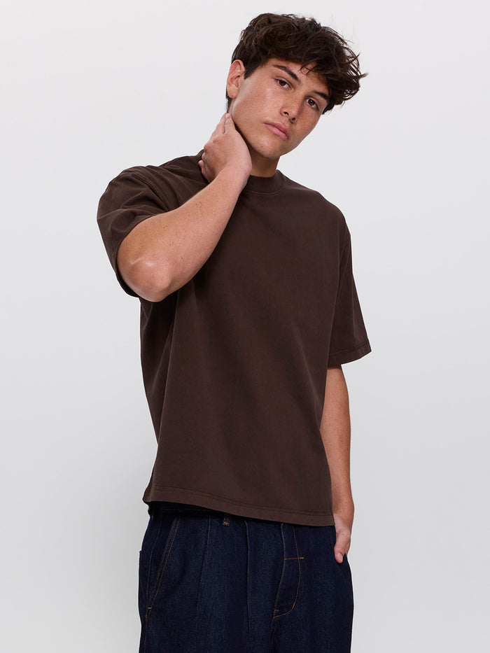 Thrills Military Oversize Box Crop Tee - Postal Brown XS