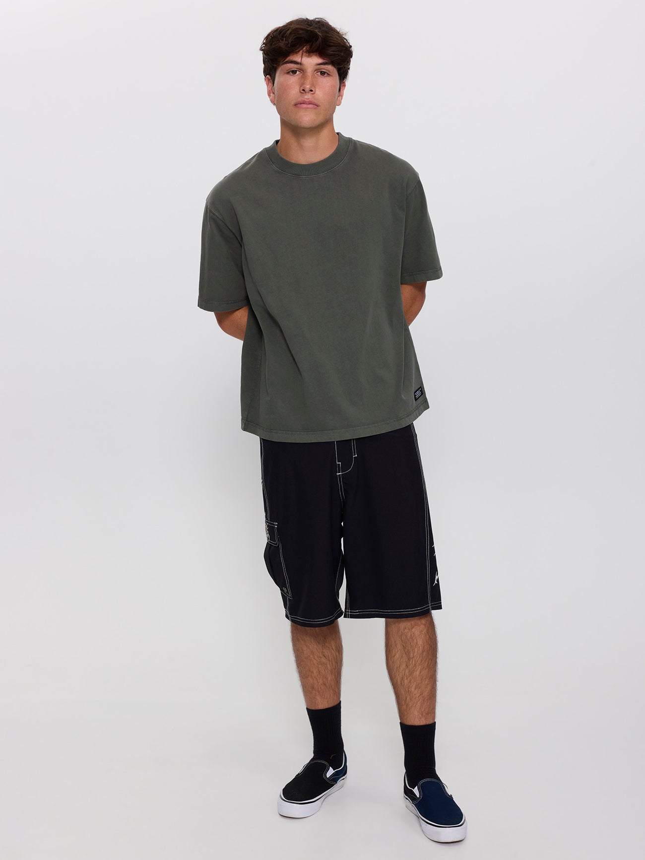 Thrills Military Oversize Box Crop Tee - Beetle XS