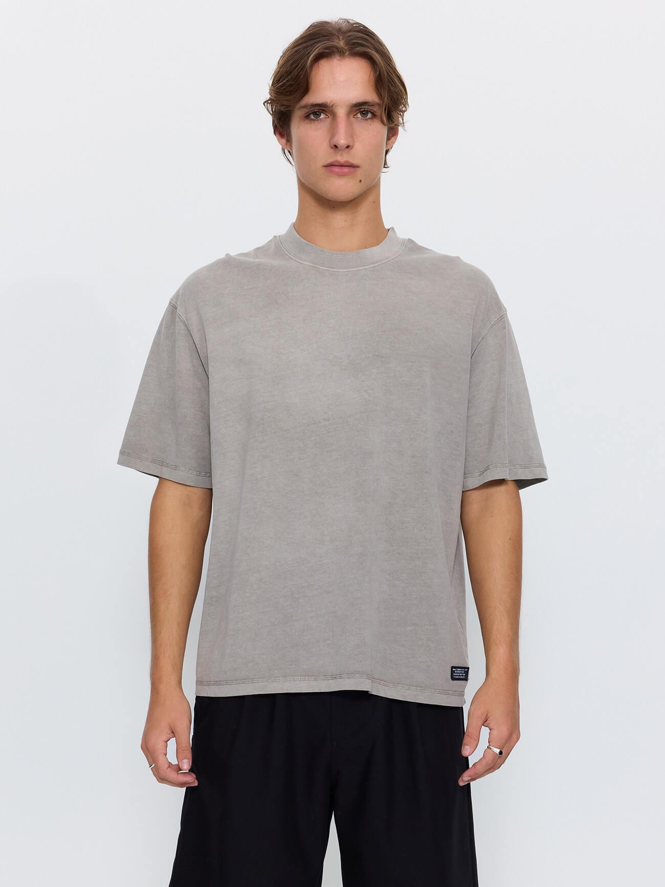 Thrills Military Oversize Box Crop Tee - Fog XS
