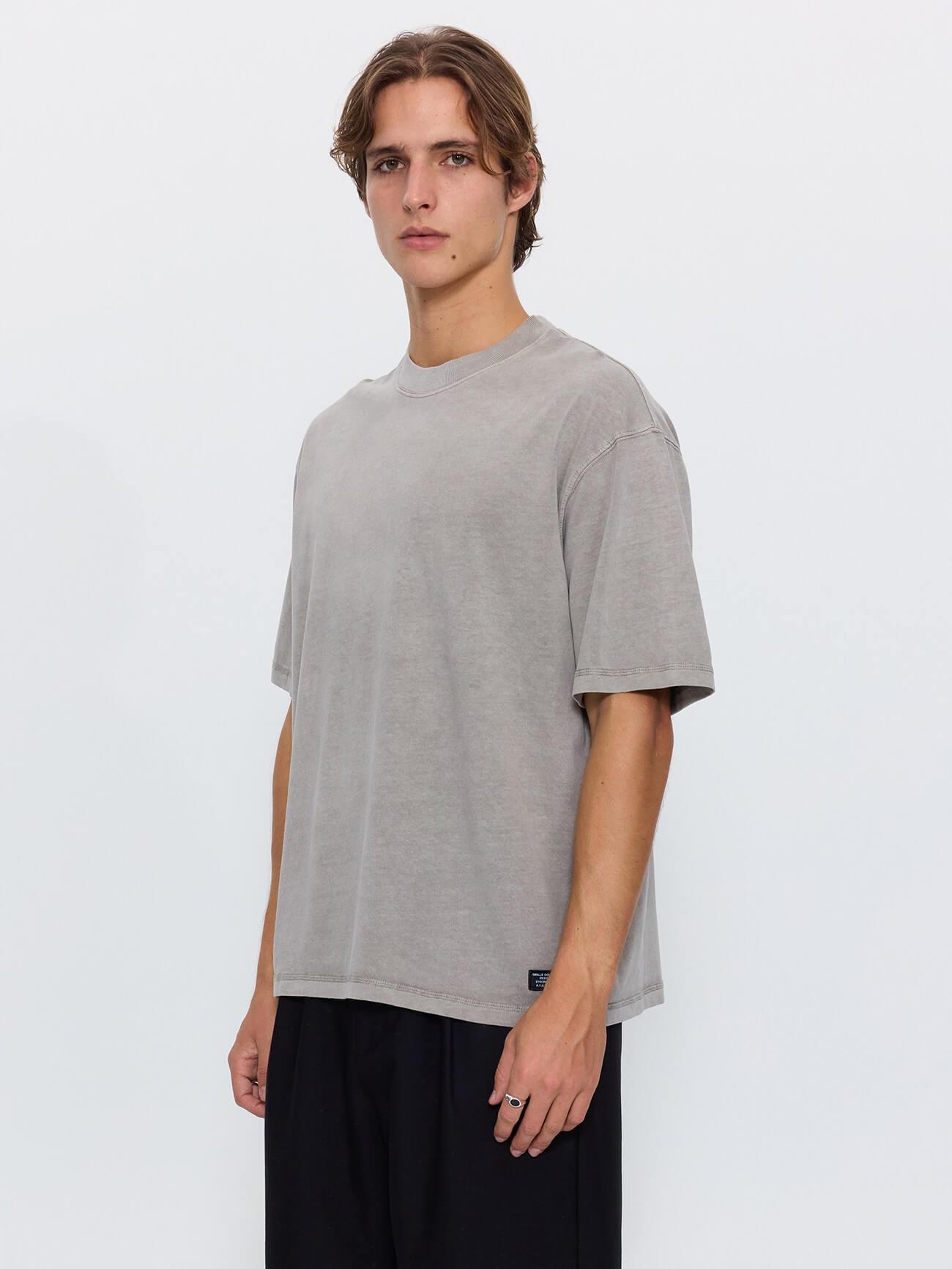 Thrills Military Oversize Box Crop Tee - Fog XS