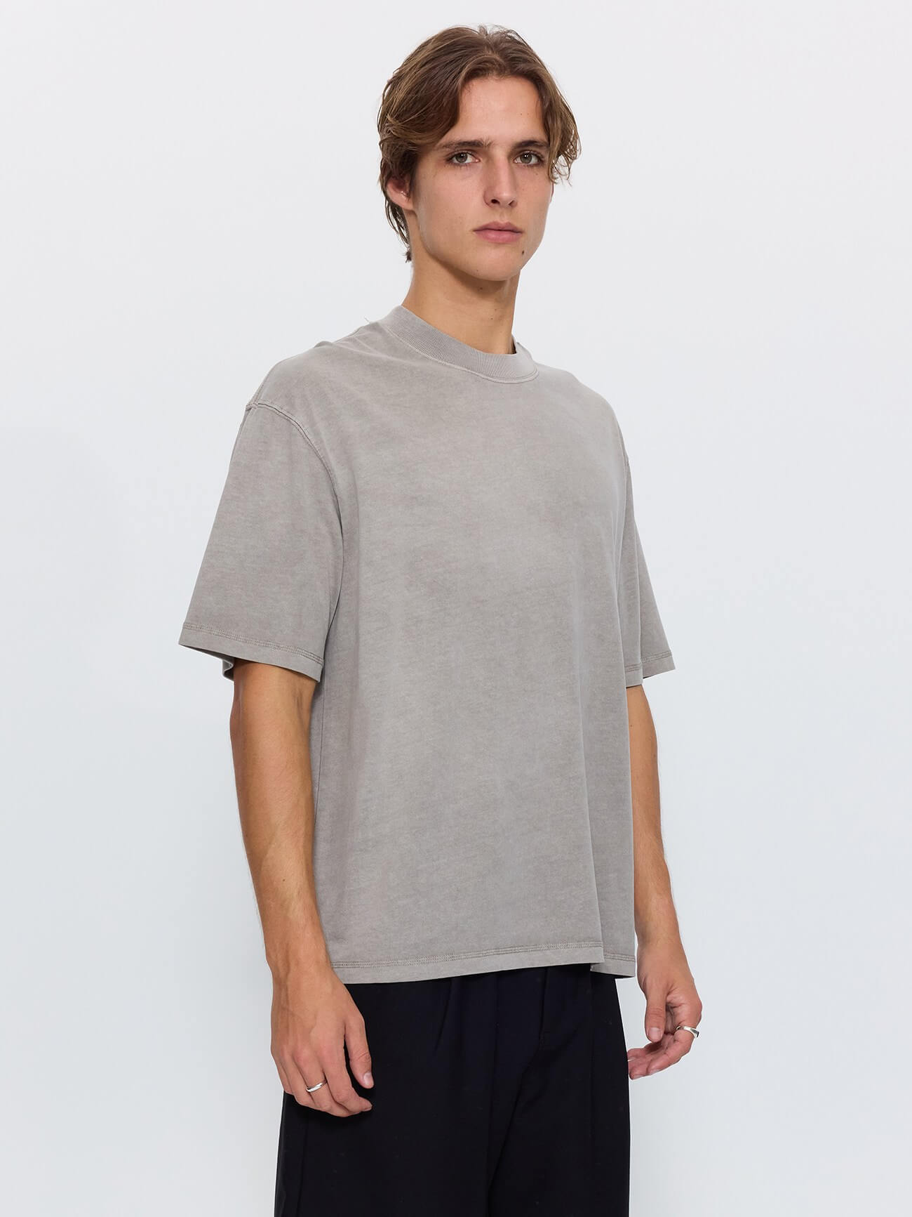 Thrills Military Oversize Box Crop Tee - Fog XS