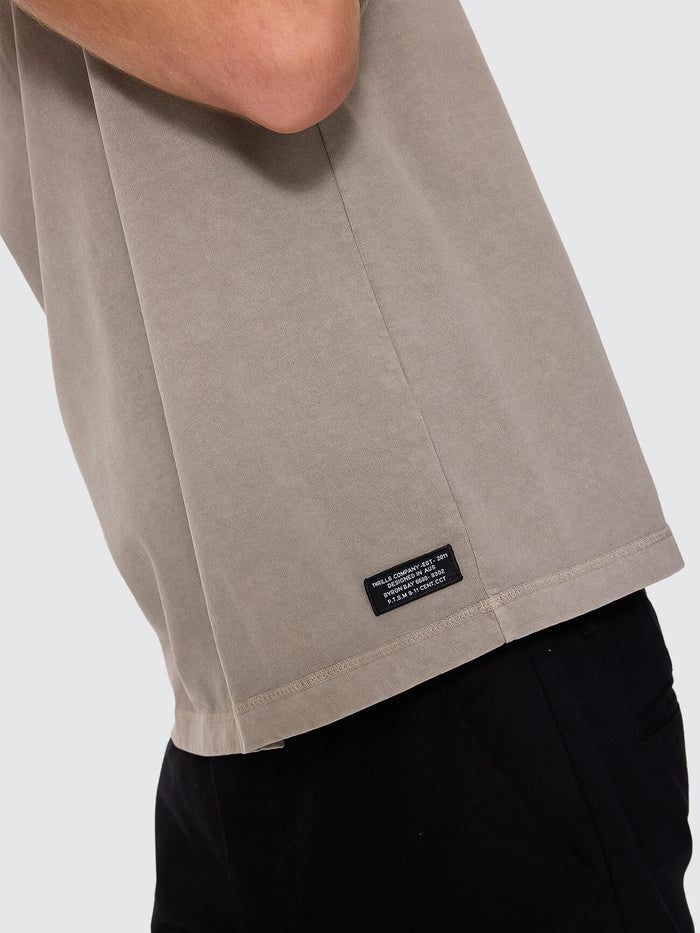 Thrills Military Oversize Box Crop Tee - Fog XS
