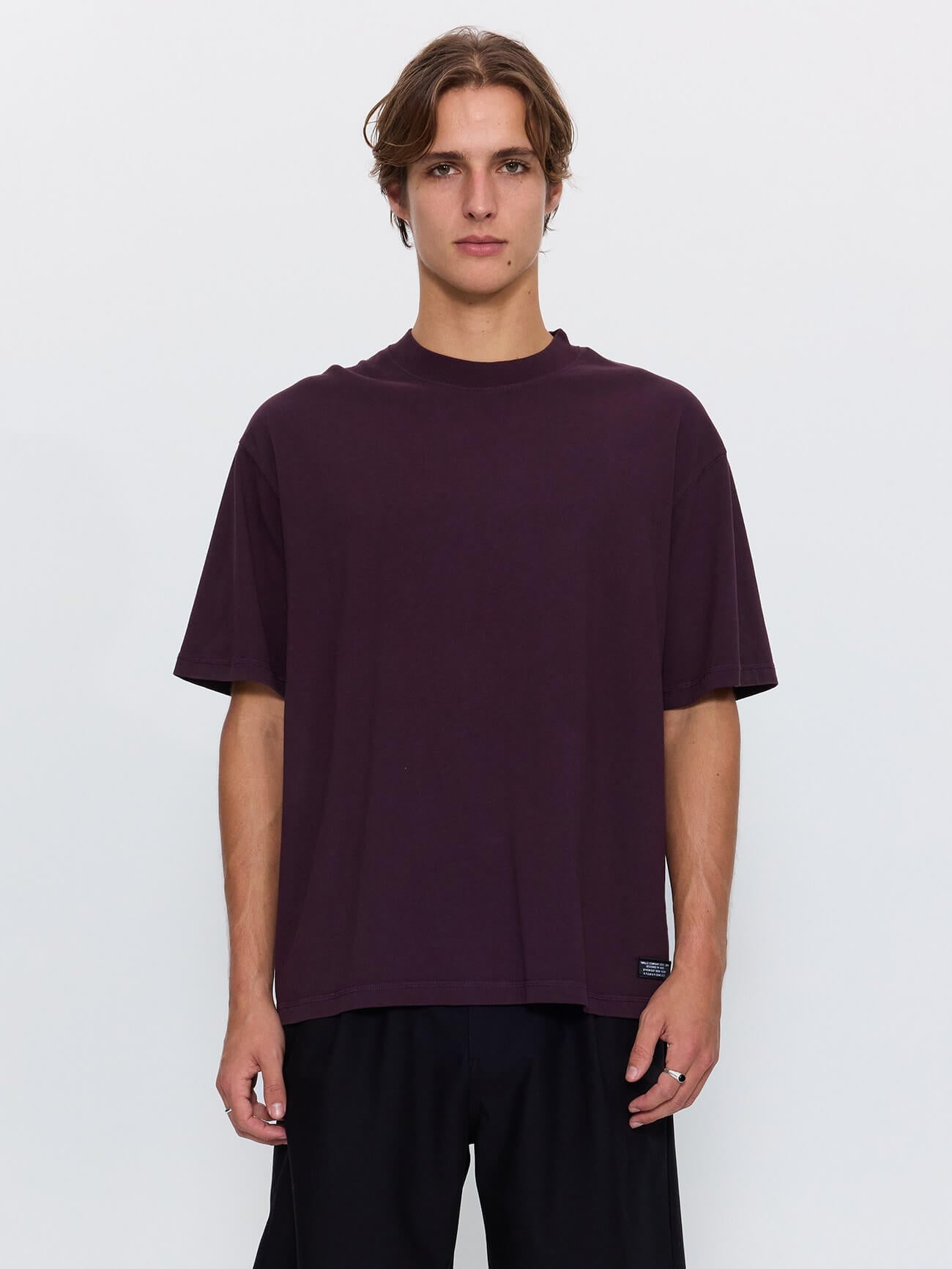 Thrills Military Oversize Box Crop Tee - Aubergine XS