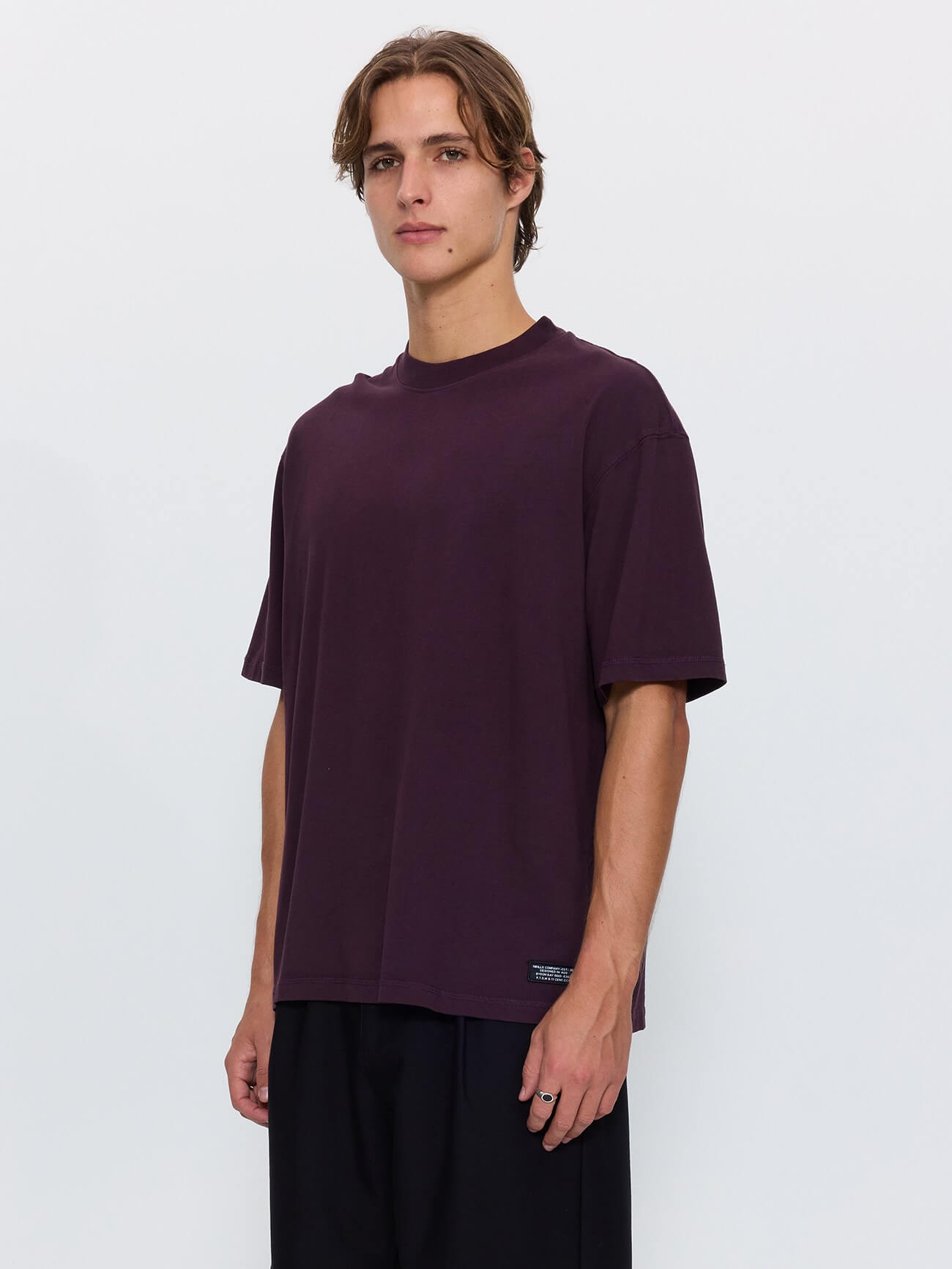 Thrills Military Oversize Box Crop Tee - Aubergine XS