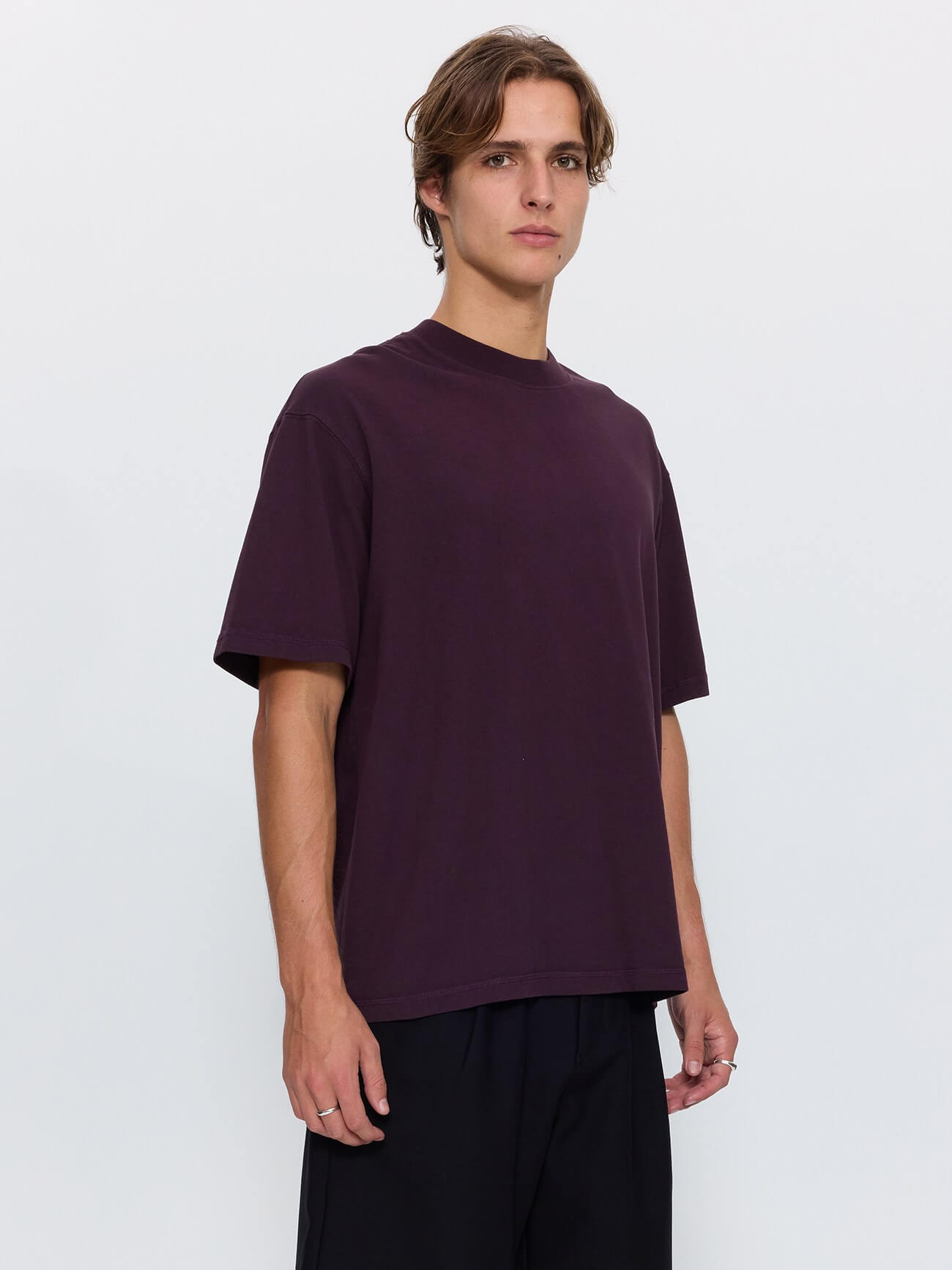 Thrills Military Oversize Box Crop Tee - Aubergine XS