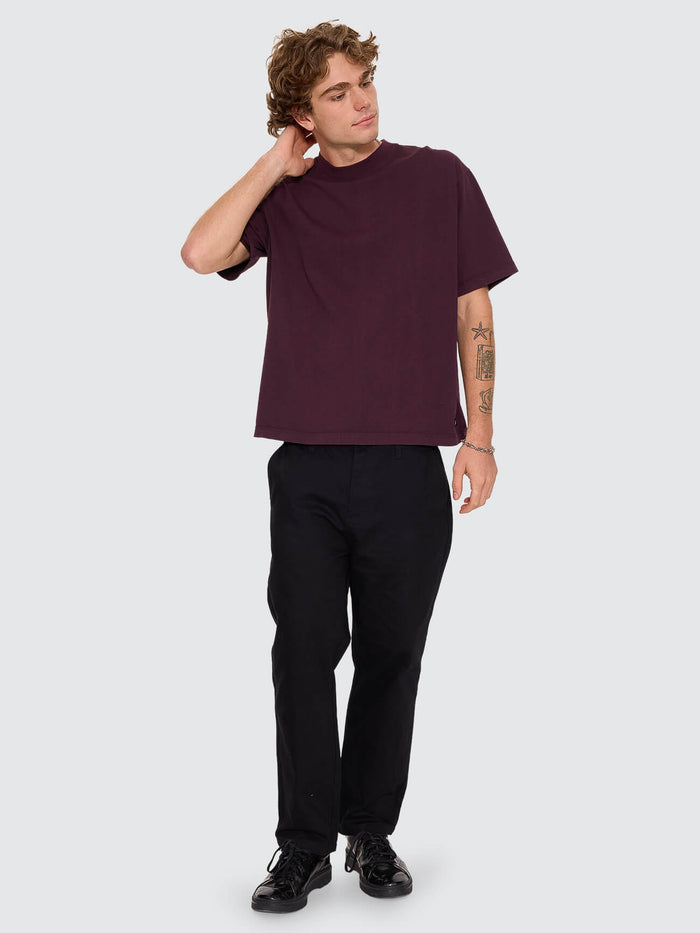 Thrills Military Oversize Box Crop Tee - Aubergine XS