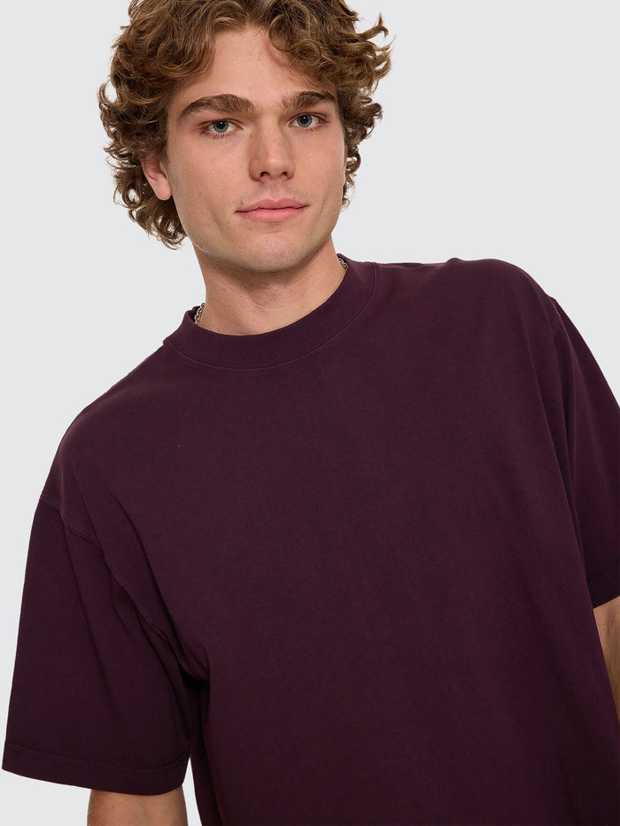 Thrills Military Oversize Box Crop Tee - Aubergine XS