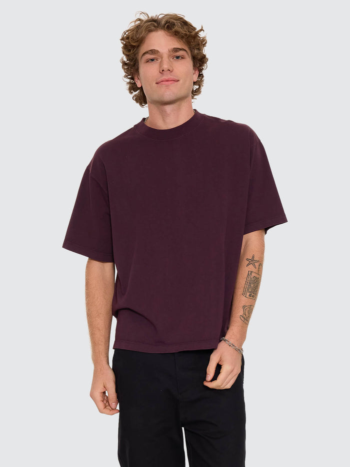 Thrills Military Oversize Box Crop Tee - Aubergine XS