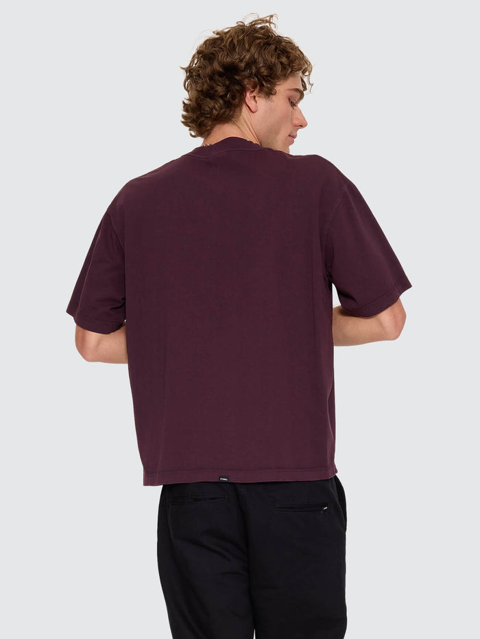 Thrills Military Oversize Box Crop Tee - Aubergine XS