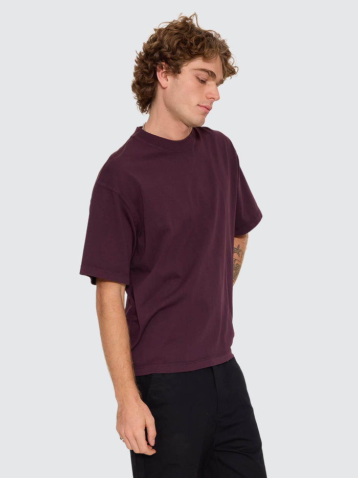 Thrills Military Oversize Box Crop Tee - Aubergine XS