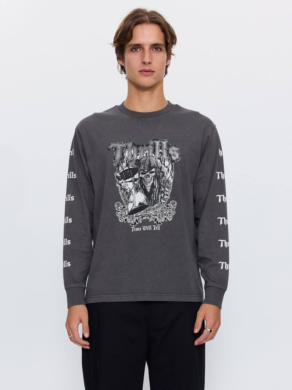 Times Been Told Box Crop Long Sleeve Tee - Merch Black XS
