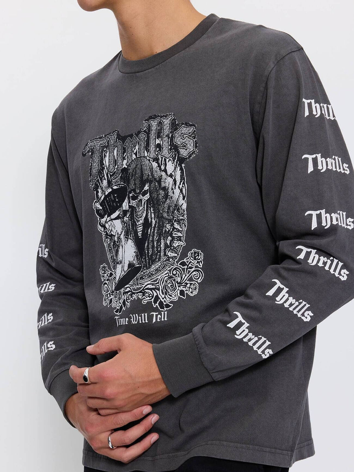 Times Been Told Box Crop Long Sleeve Tee - Merch Black XS