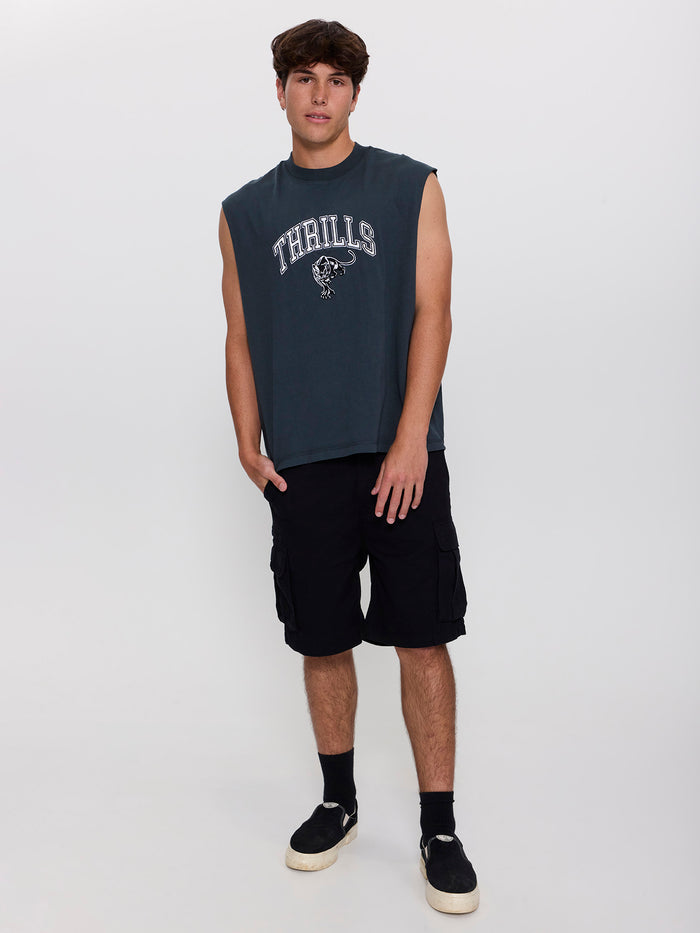 Eye of the Beholder Box Crop Muscle Tee - Petrol XS