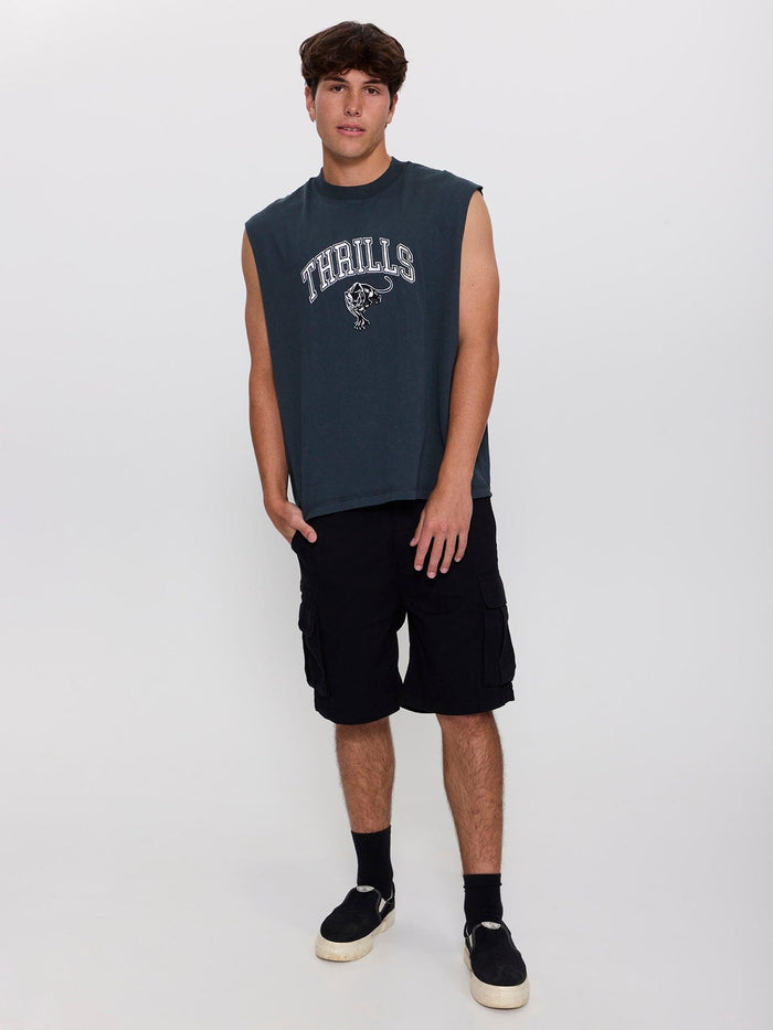 Eye of the Beholder Box Crop Muscle Tee - Petrol XS