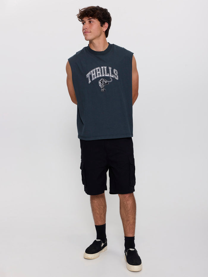 Eye of the Beholder Box Crop Muscle Tee - Petrol XS