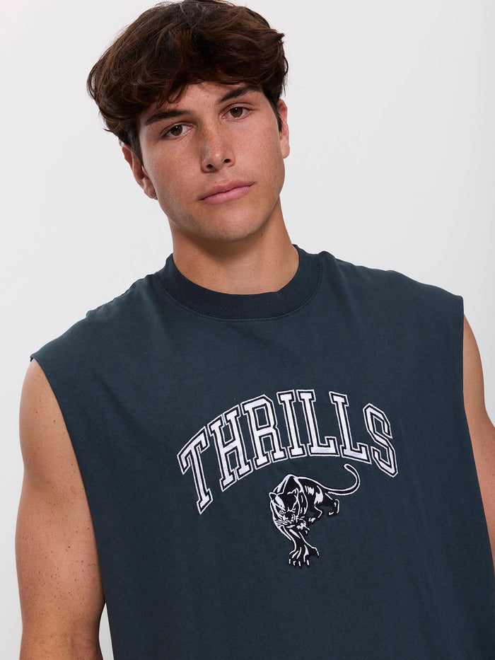 Eye of the Beholder Box Crop Muscle Tee - Petrol XS