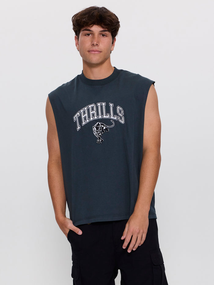 Eye of the Beholder Box Crop Muscle Tee - Petrol XS