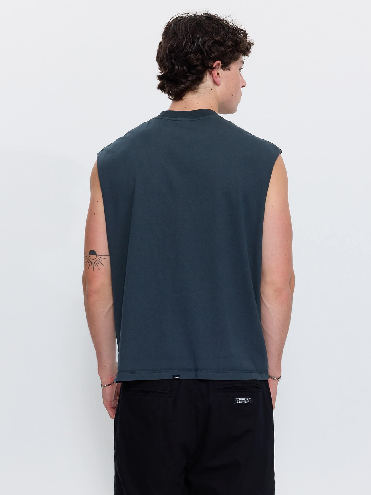 Eye of the Beholder Box Crop Muscle Tee - Petrol XS