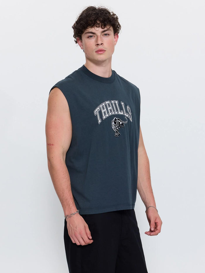 Eye of the Beholder Box Crop Muscle Tee - Petrol XS