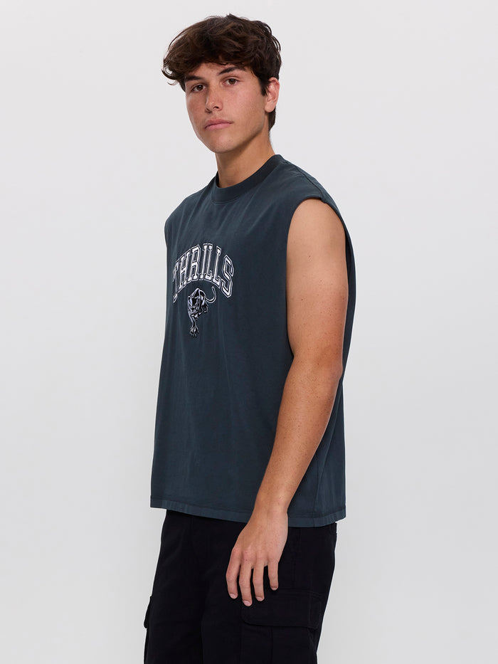 Eye of the Beholder Box Crop Muscle Tee - Petrol XS