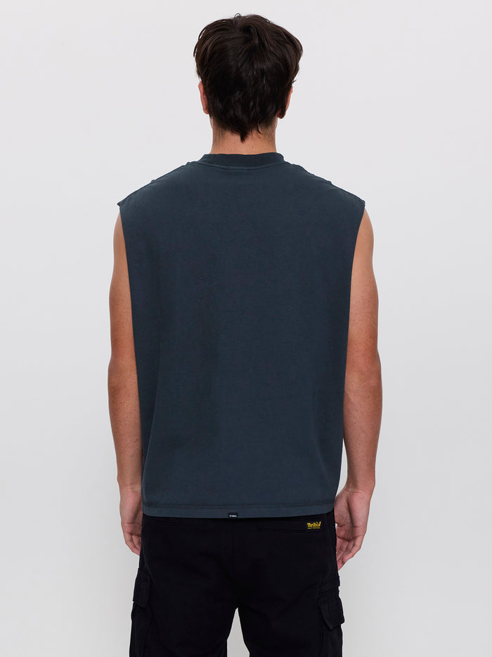 Eye of the Beholder Box Crop Muscle Tee - Petrol XS