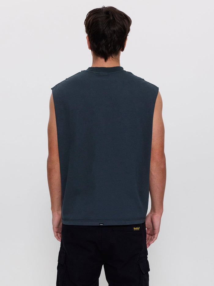 Eye of the Beholder Box Crop Muscle Tee - Petrol XS