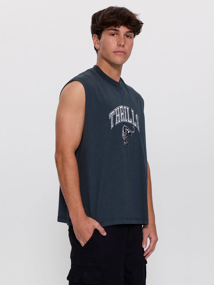 Eye of the Beholder Box Crop Muscle Tee - Petrol XS