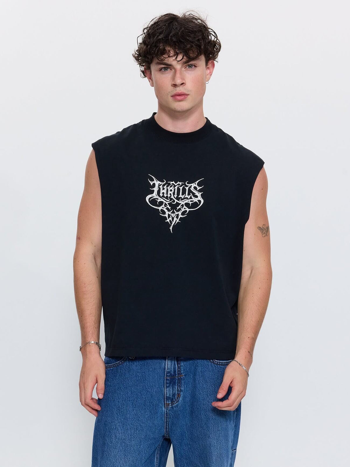 South of Heaven Box Crop Muscle Tee - Washed Black XS