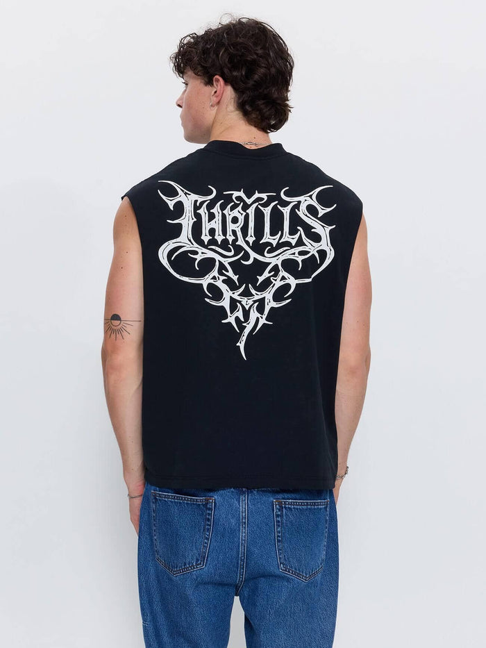 South of Heaven Box Crop Muscle Tee - Washed Black XS