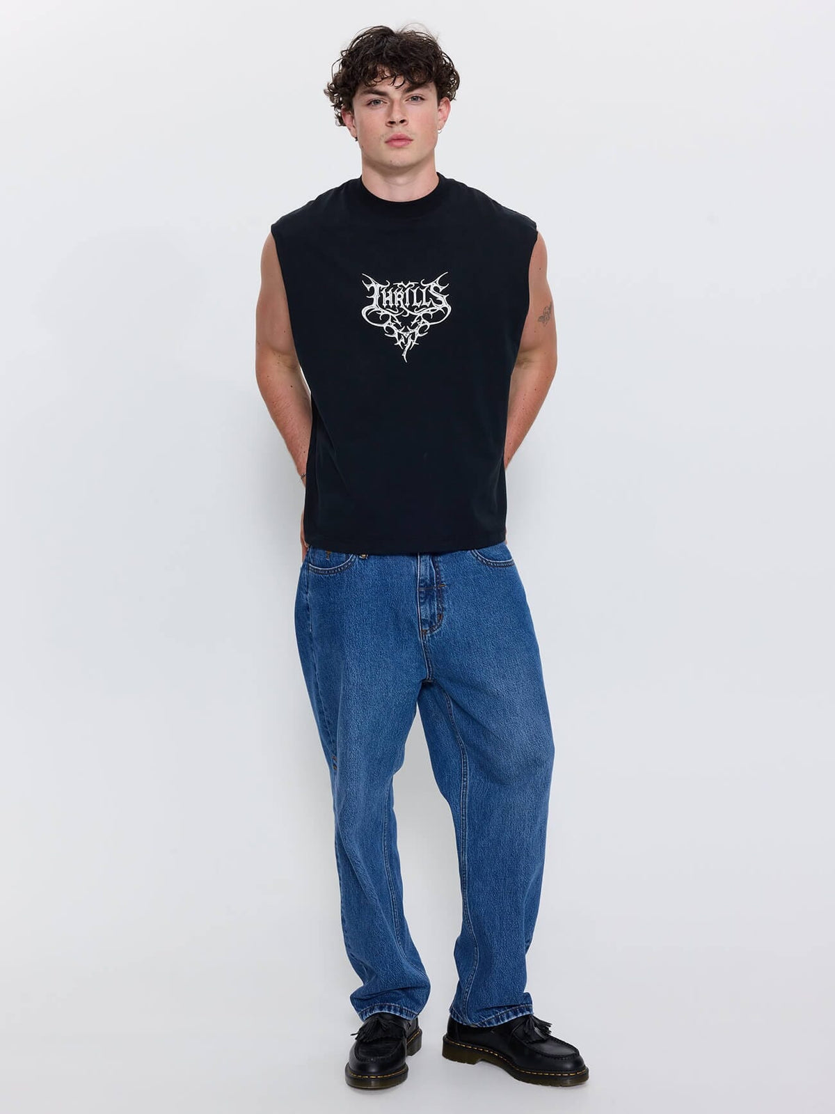 South of Heaven Box Crop Muscle Tee - Washed Black XS