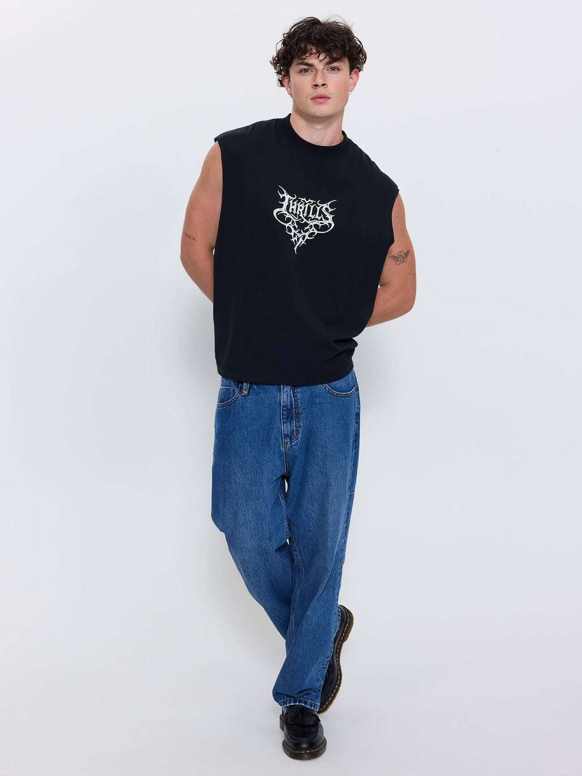 South of Heaven Box Crop Muscle Tee - Washed Black XS