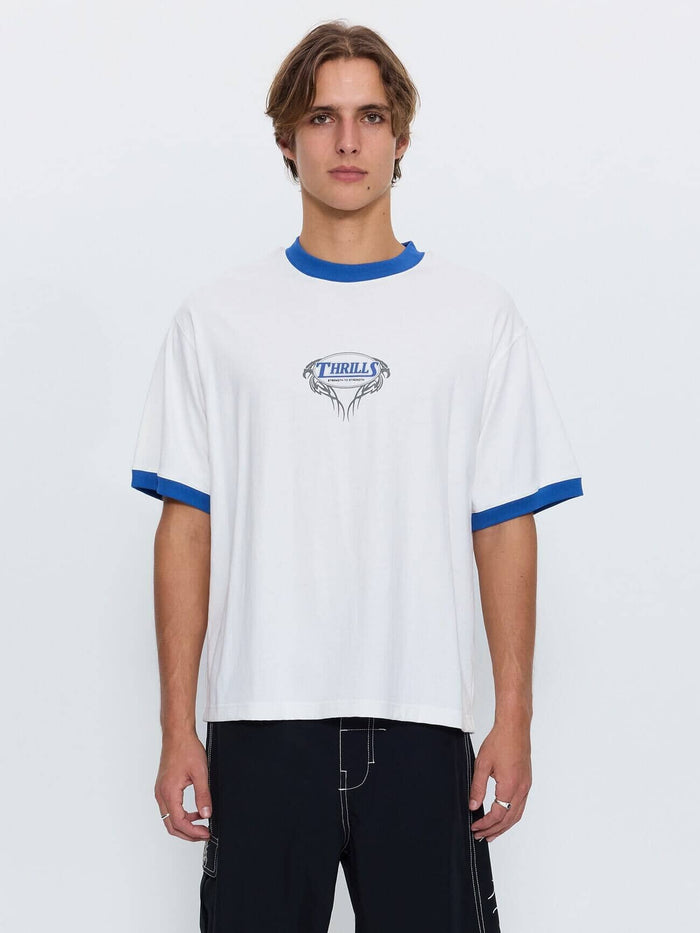 Double Trouble Ringer Box Crop Tee - Dirty White XS