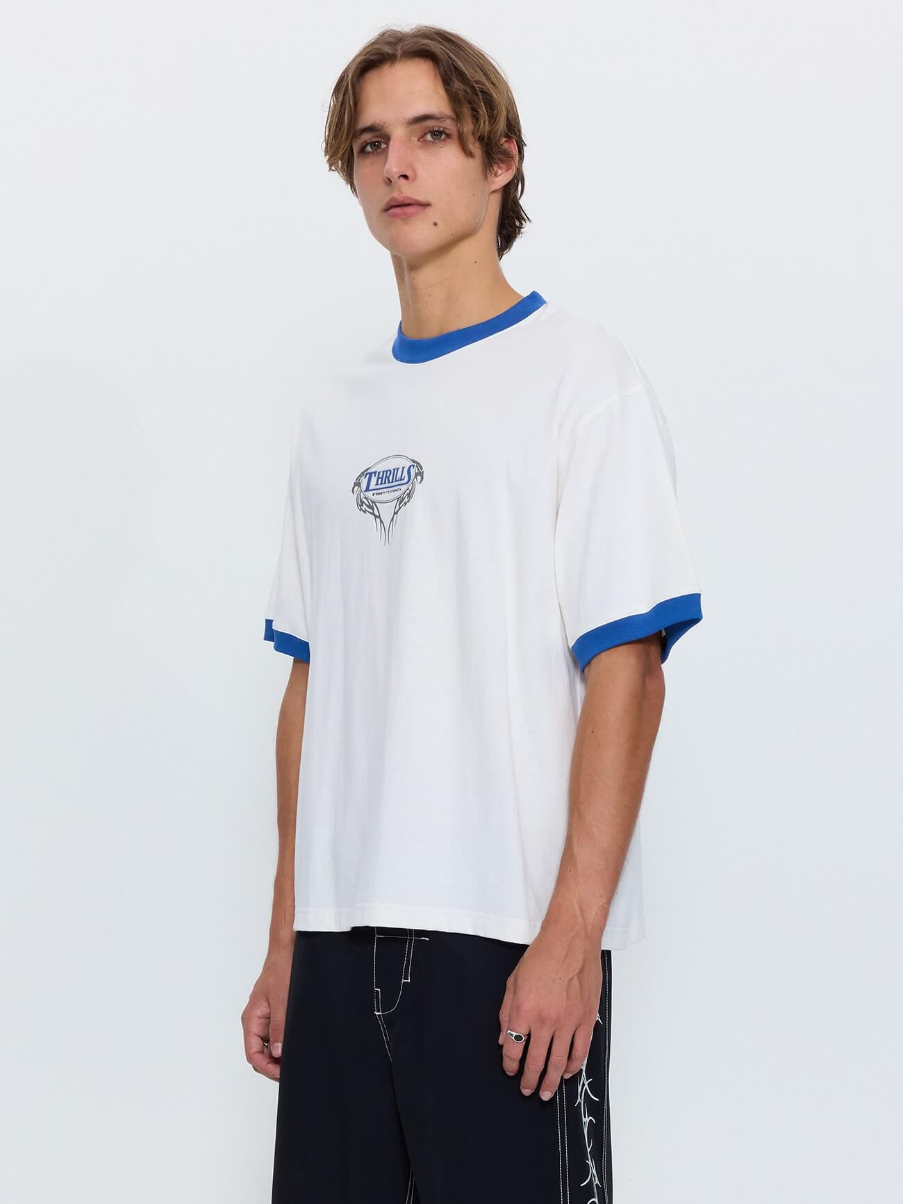 Double Trouble Ringer Box Crop Tee - Dirty White XS