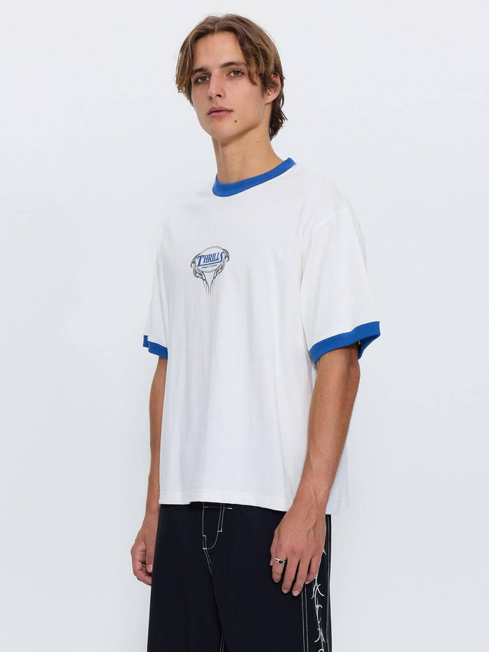 Double Trouble Ringer Box Crop Tee - Dirty White XS