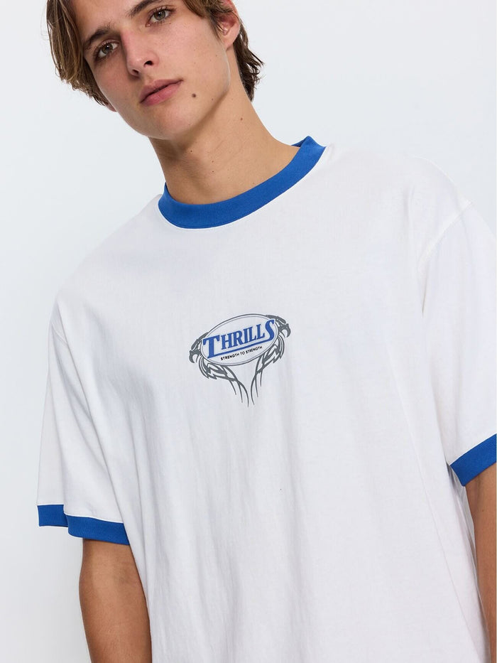 Double Trouble Ringer Box Crop Tee - Dirty White XS