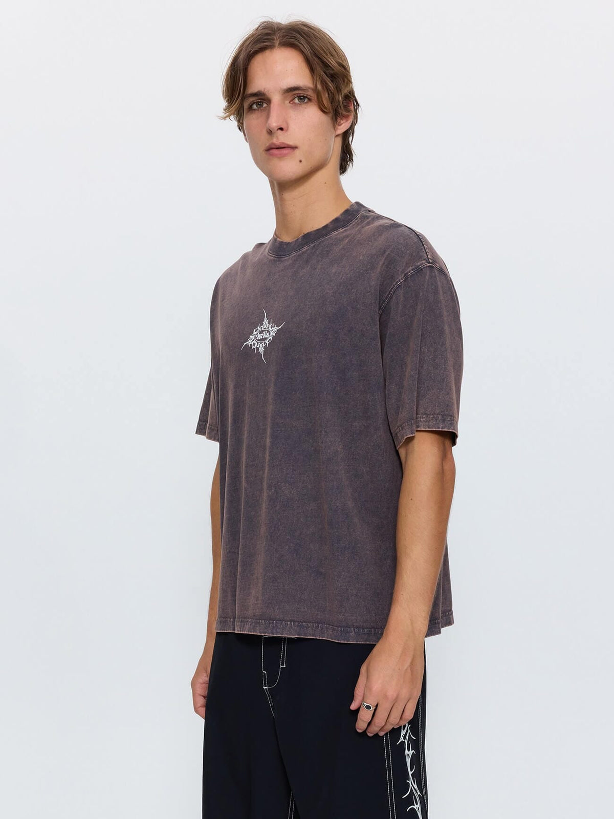 No Resistance Box Crop Tee - Marble Clay Smoke XS
