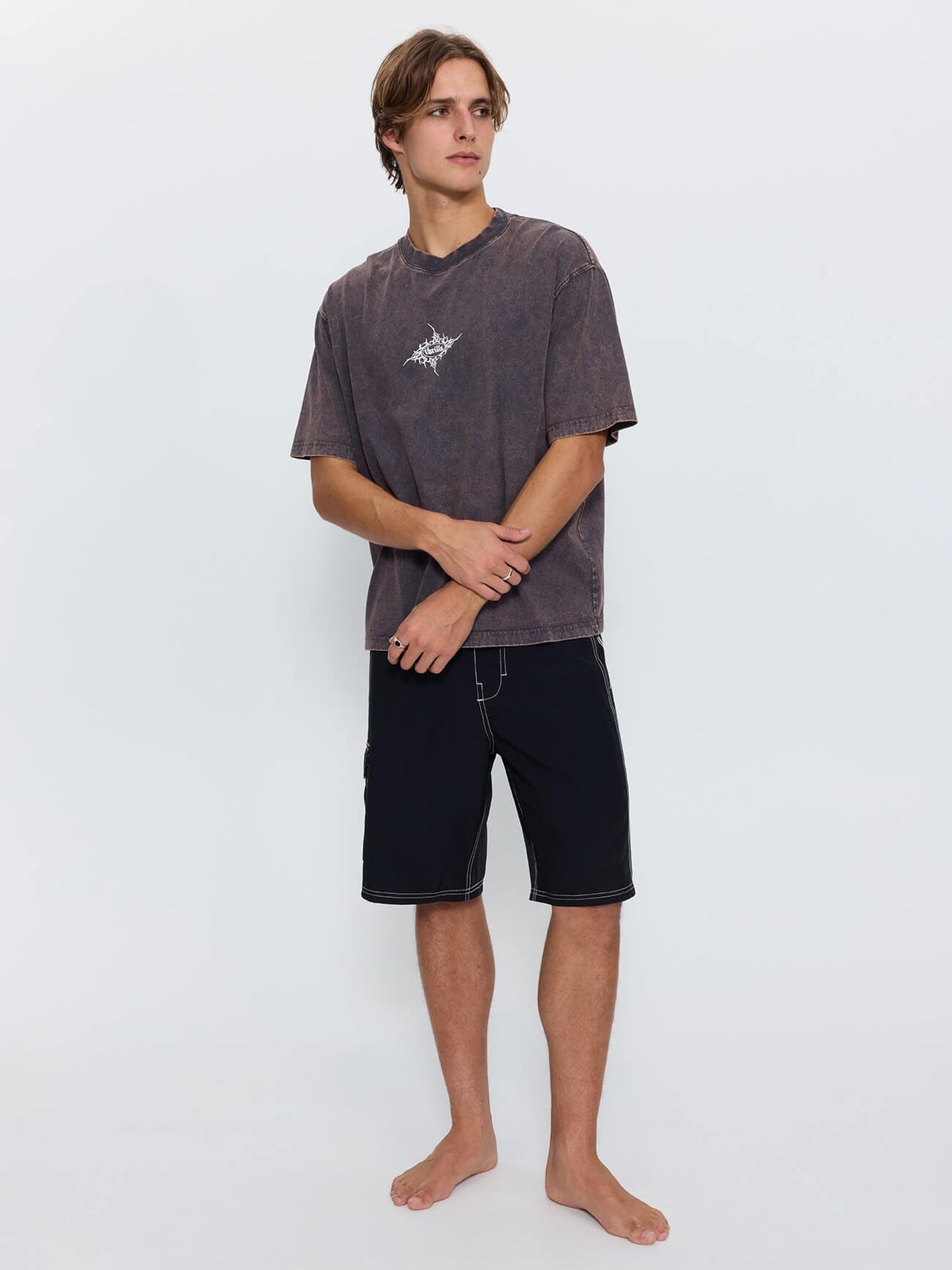 No Resistance Box Crop Tee - Marble Clay Smoke XS