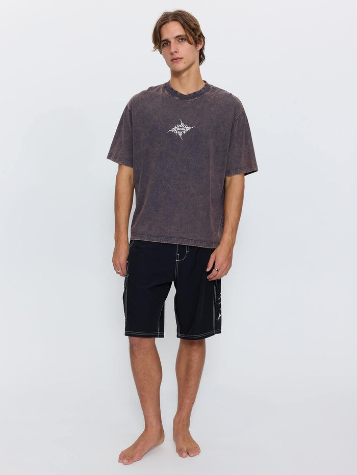 No Resistance Box Crop Tee - Marble Clay Smoke XS