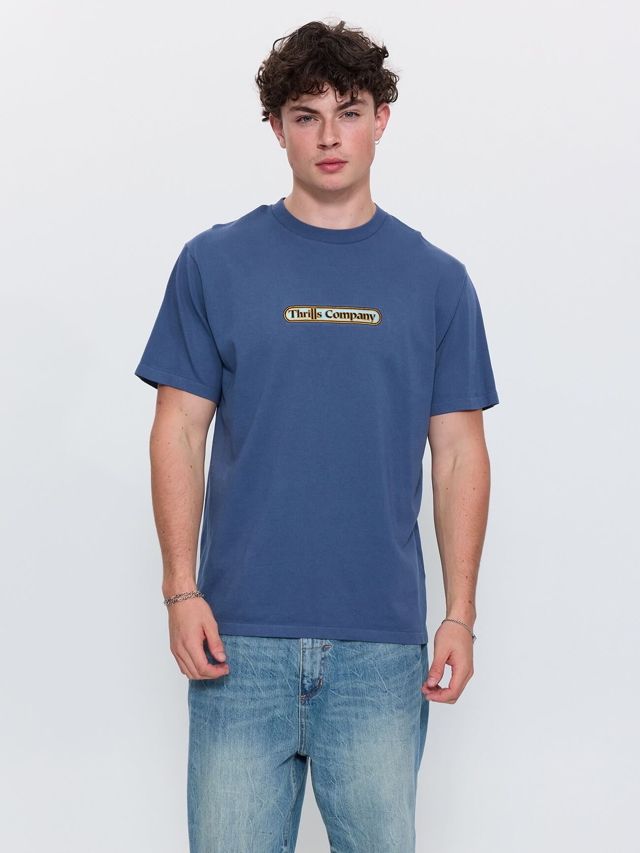Wonder World Embro Merch Fit Tee - Deep Mineral Blue XS