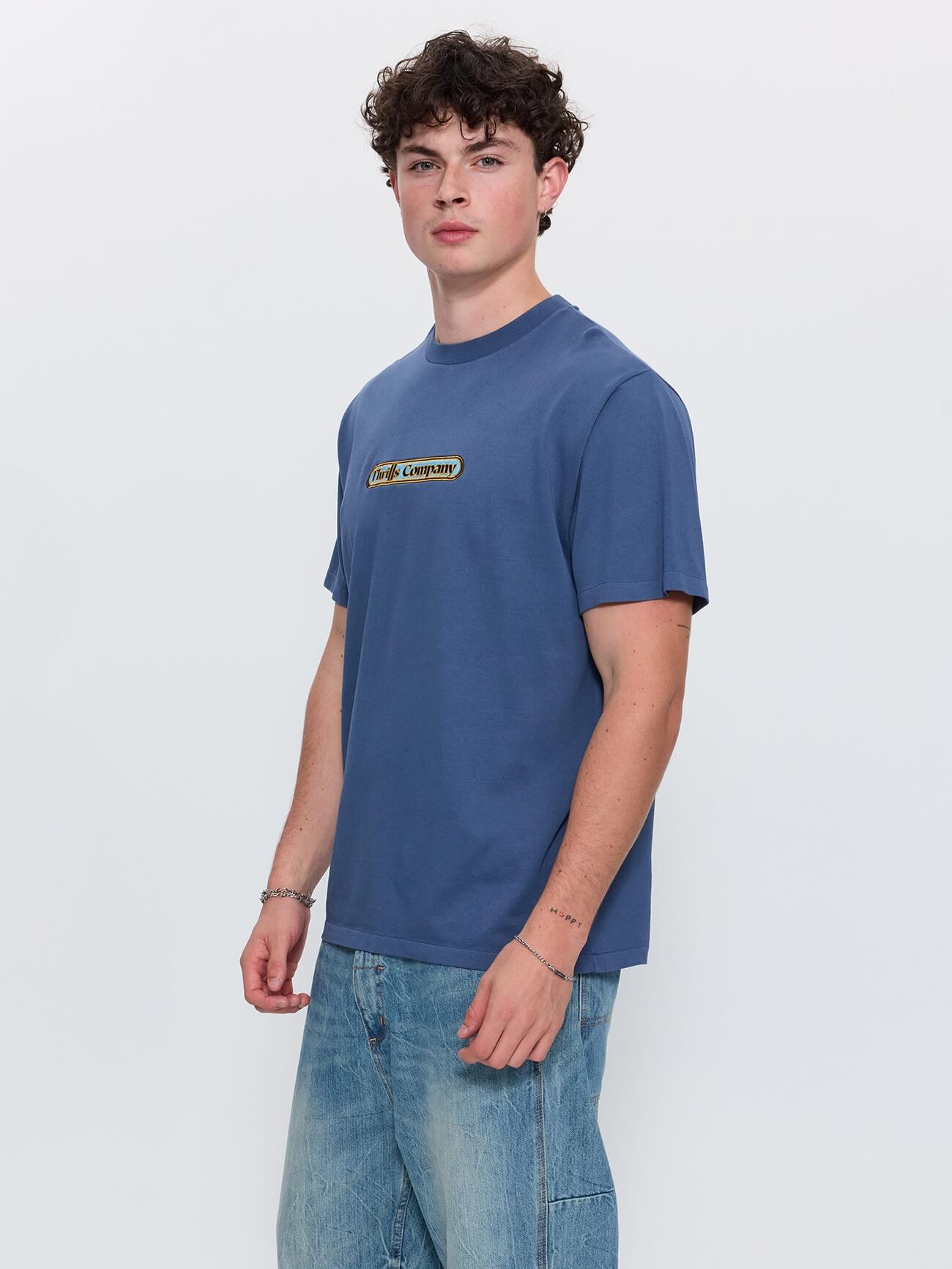 Wonder World Embro Merch Fit Tee - Deep Mineral Blue XS