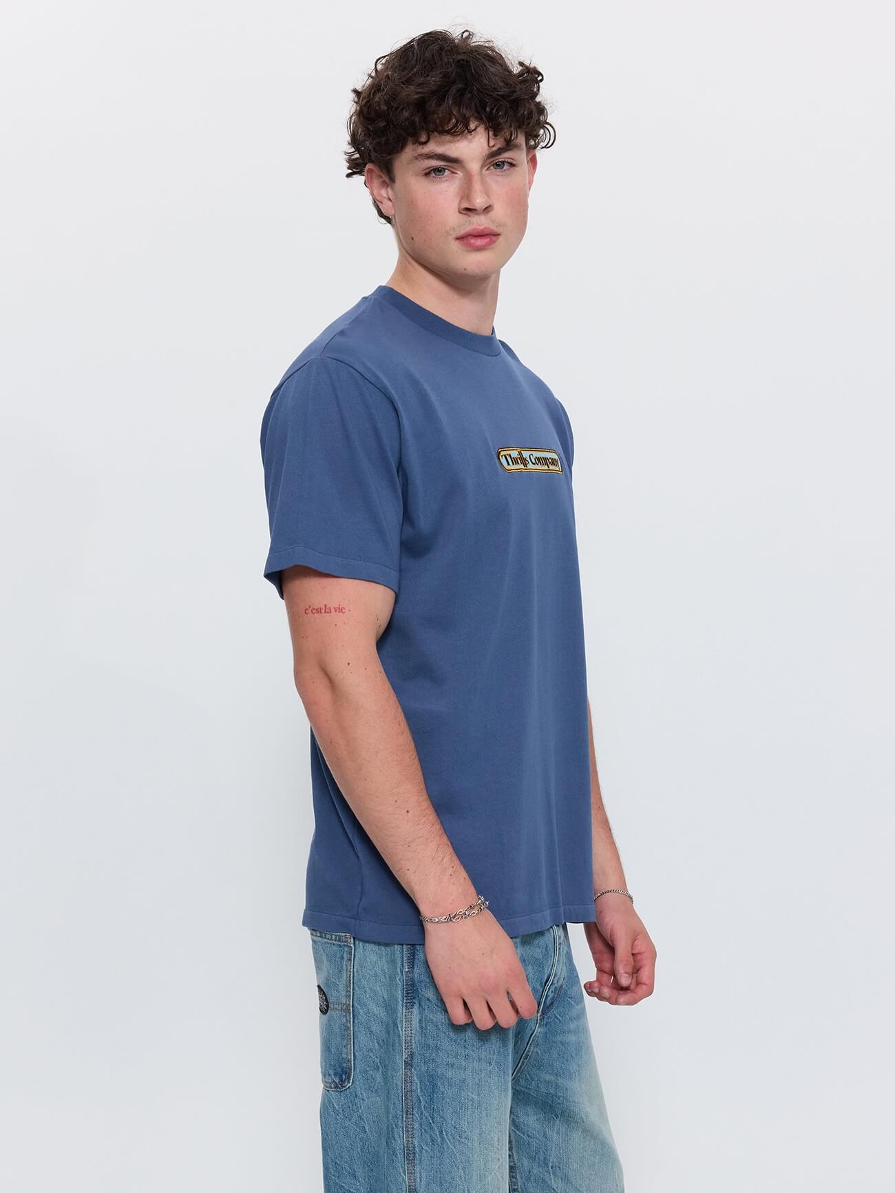 Wonder World Embro Merch Fit Tee - Deep Mineral Blue XS