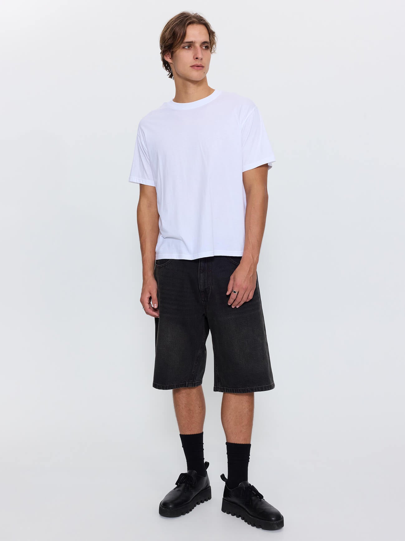 Thrills Military Merch Fit Cropped Tee - White XS