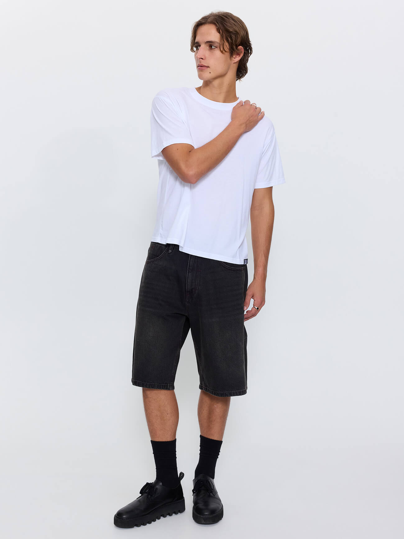Thrills Military Merch Fit Cropped Tee - White XS