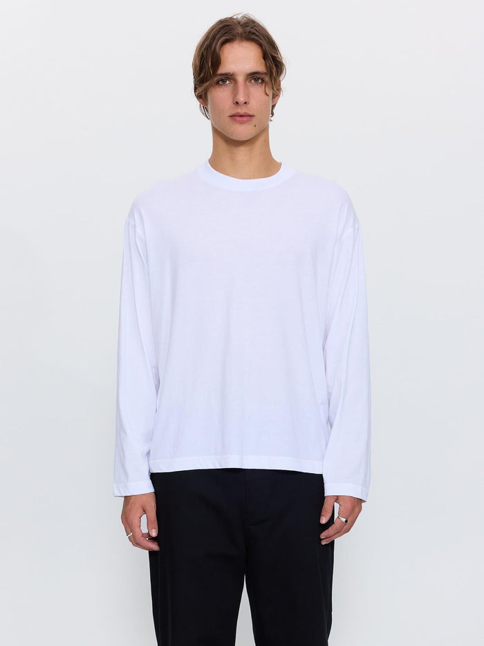 Minimal Thrills Embro Box Crop Long Sleeve Tee - White XS