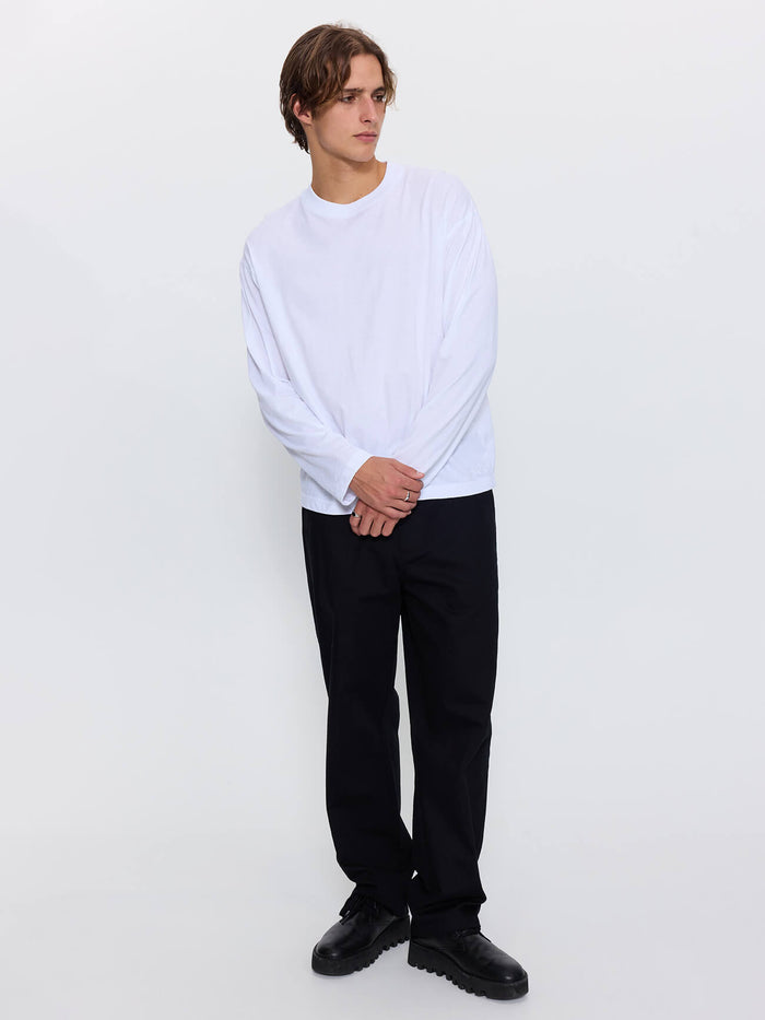 Minimal Thrills Embro Box Crop Long Sleeve Tee - White XS